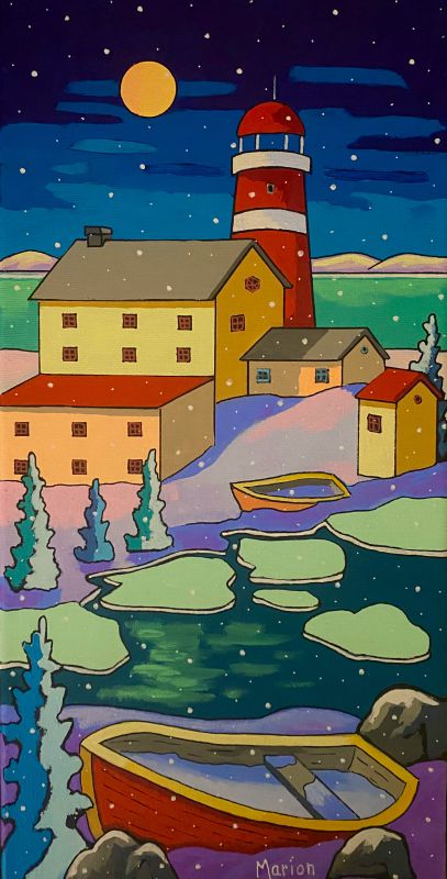 Nuit silencieuse 8x16- disponible a Fallen Leaf Art Gallery, Canmore