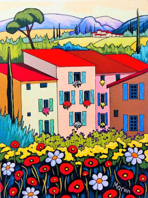 Volets et coquelicots 12x16