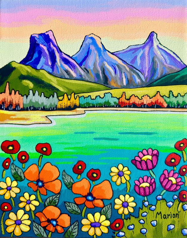 Les fleurs des Trois soeurs 8x10- disponible a Fallen Leaf Art Gallery, Canmore