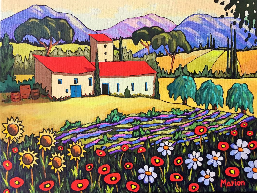 Lavander and olive trees 12x16 -         A