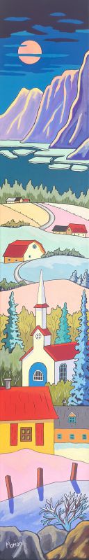 Village d'hiver 6x36- disponible a Fallen Leaf Art Gallery, Canmore