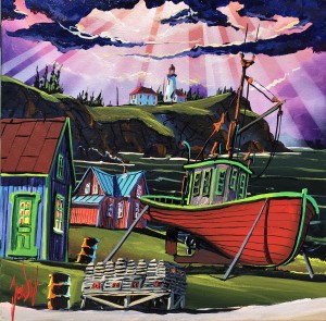 Crepuscular rays on Swallow tail Lighthouse