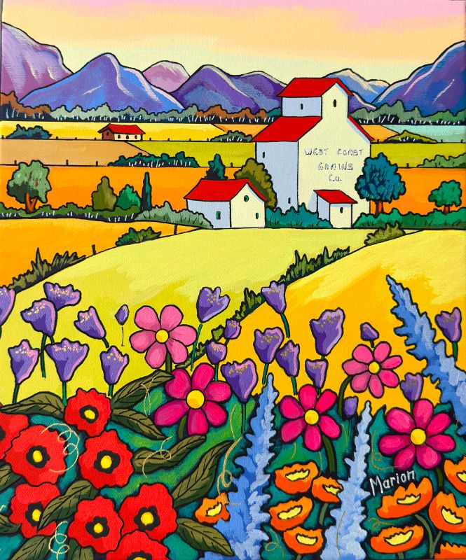 Champs fleuris 10 x 12 - disponible a Fallen Leaf Art Gallery, Canmore