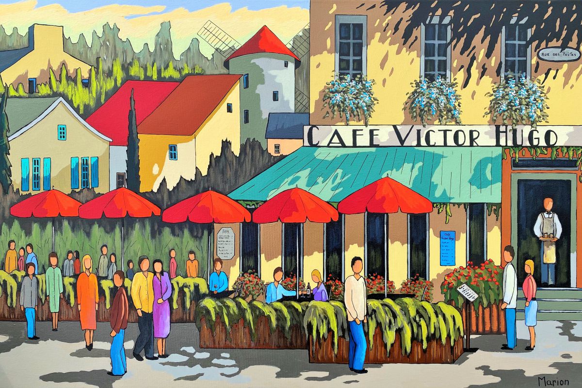 Café Victor Hugo 24x36-disponible a Fallen Leaf Art Gallery, Canmore