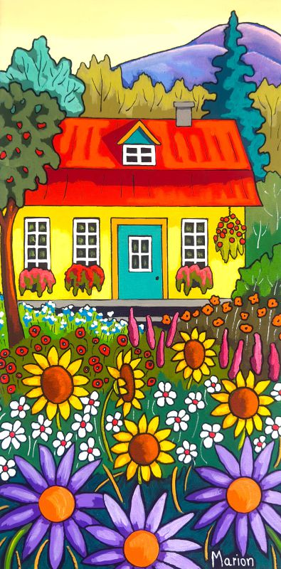 Sunflowers road 8x16- available at Fallen Leaf Art Gallery, Canmore