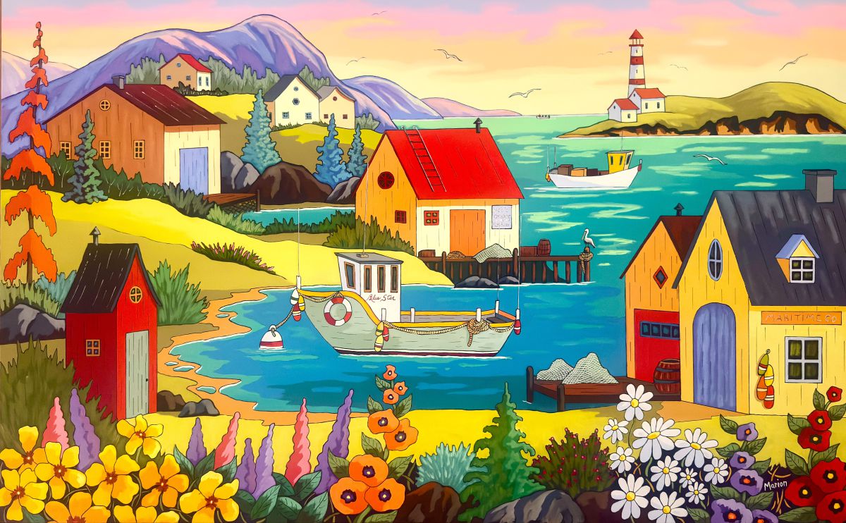 Atmosphère maritime 30x48- disponible a Fallen Leaf Art Gallery, Canmore