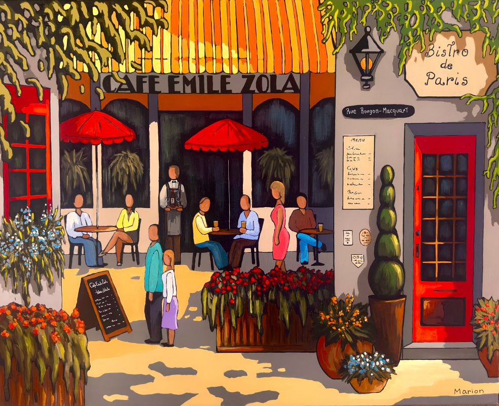 Café Émile Zola 24x30-disponible a Fallen Leaf Art Gallery, Canmore, AB