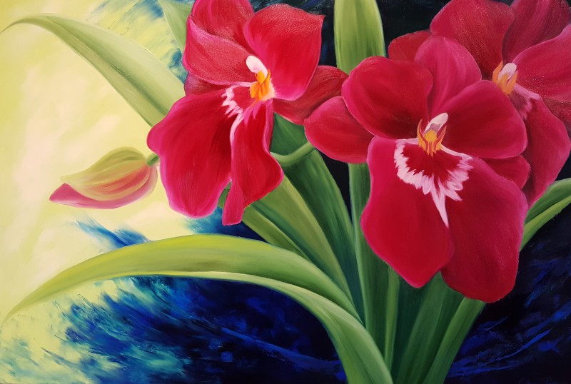 Sous le souffle des miltonias, huile 40 X 60