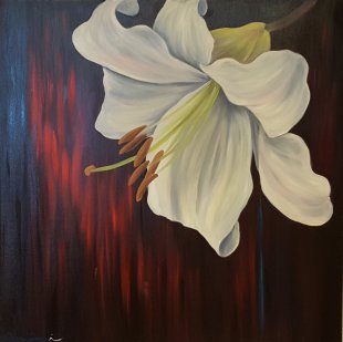 Doux Regard, huile de 40 X 40 pces