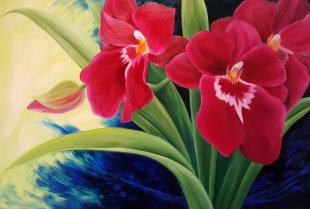 Sous le souffle des miltonias, huile 40 X 60